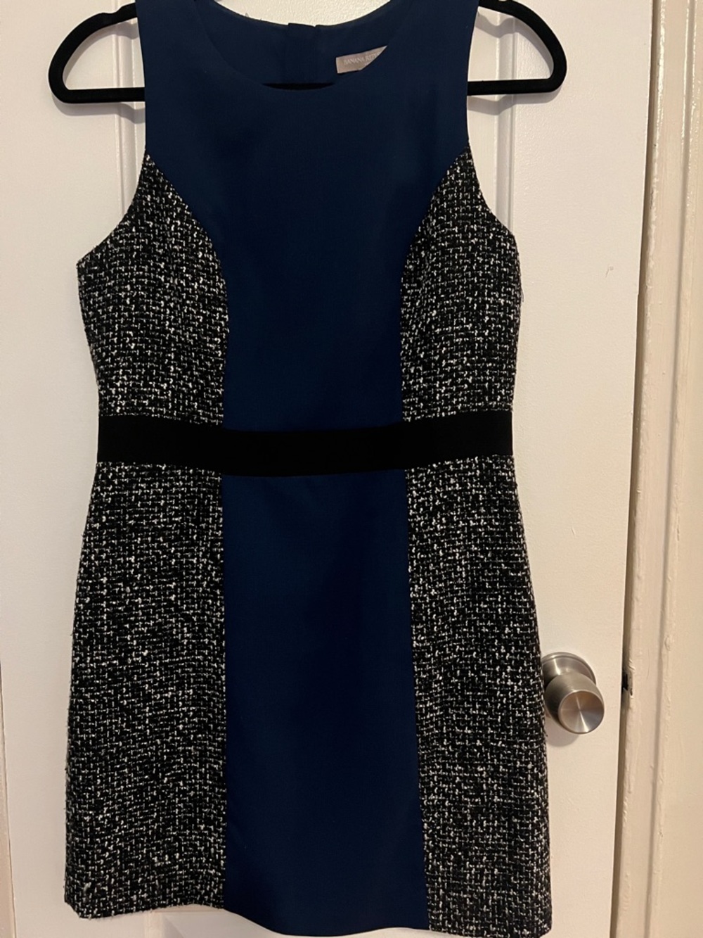 Banana Republic Navy and Black Tweed Panel Mini Dress